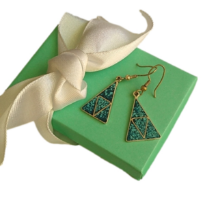 Alpaca Silver Crushed Stone Triangle Earrings